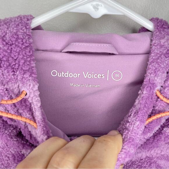 Outdoor Voices PrimoFleece 1/4 Zip Hoodie in Purple Camo Size M - Picture 5 of 7